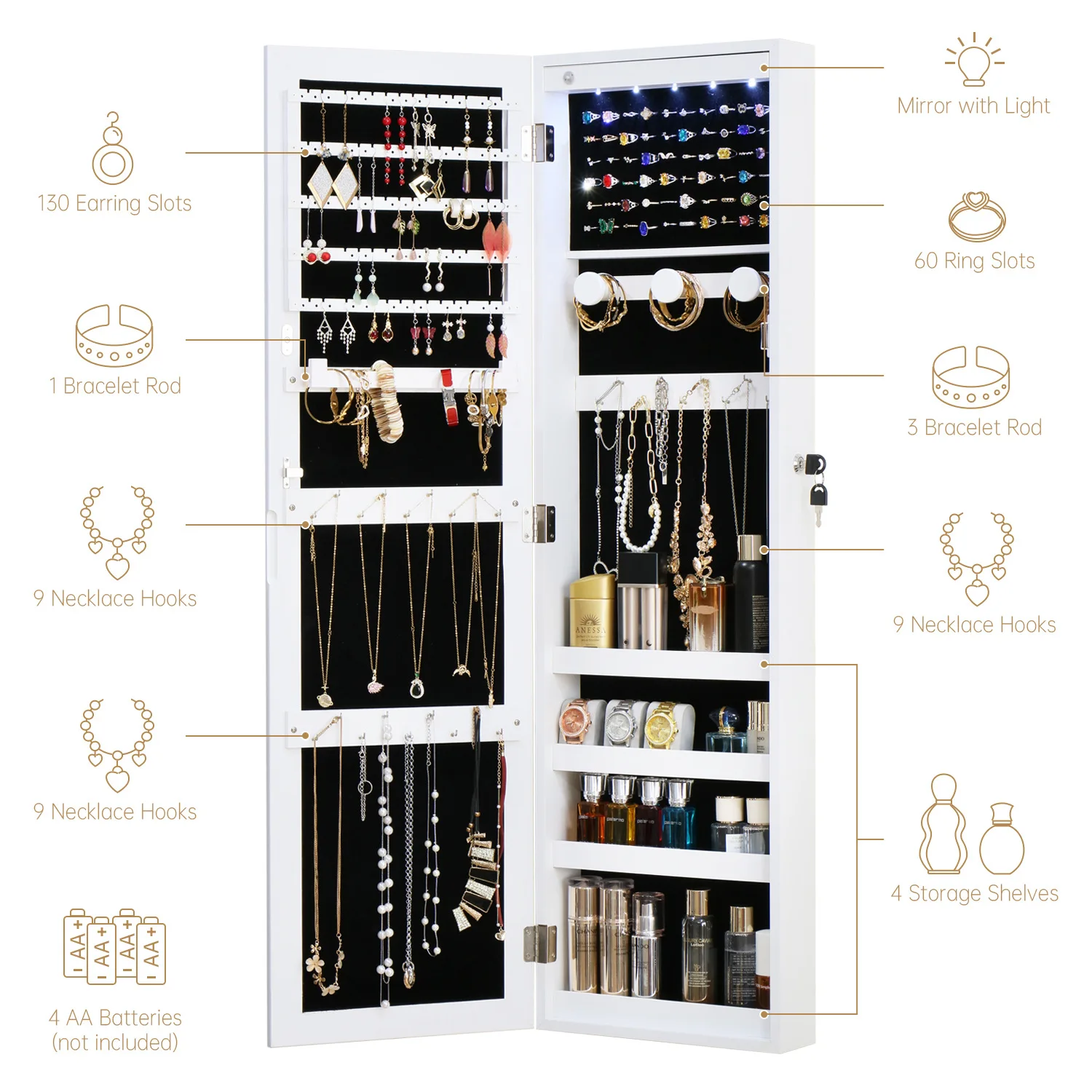 Jewelry cabinet storage mirror - Body Jewelry Manufacturers ulasan dan harga