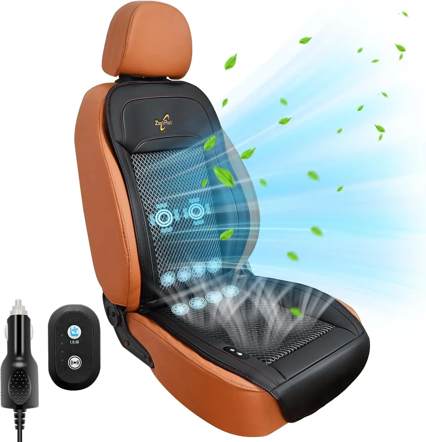 

Cooling Car Seat Cover with Massage,12V-24V Cooling Seat Cushion for Summer Driving,8 Turbo Fans Ventilated Car Front Seat Cover