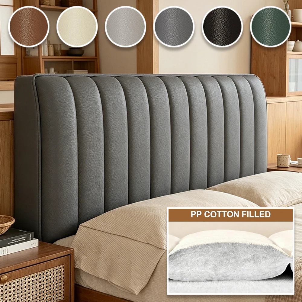 

Waterproof Leather Headboard Cover Luxury Thickened Quilted Padded Bedhead Back Protector Soft All-inclusive Stretch Slipcover