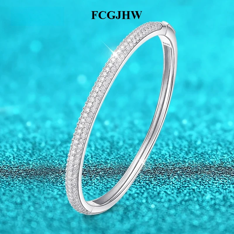 FCGJHW 1.5mm 2.3CT All Moissanite Bangle for Women Luxury Jewelry S925 Sterling Silver Bracelets Birthday Christmas Gift 2026