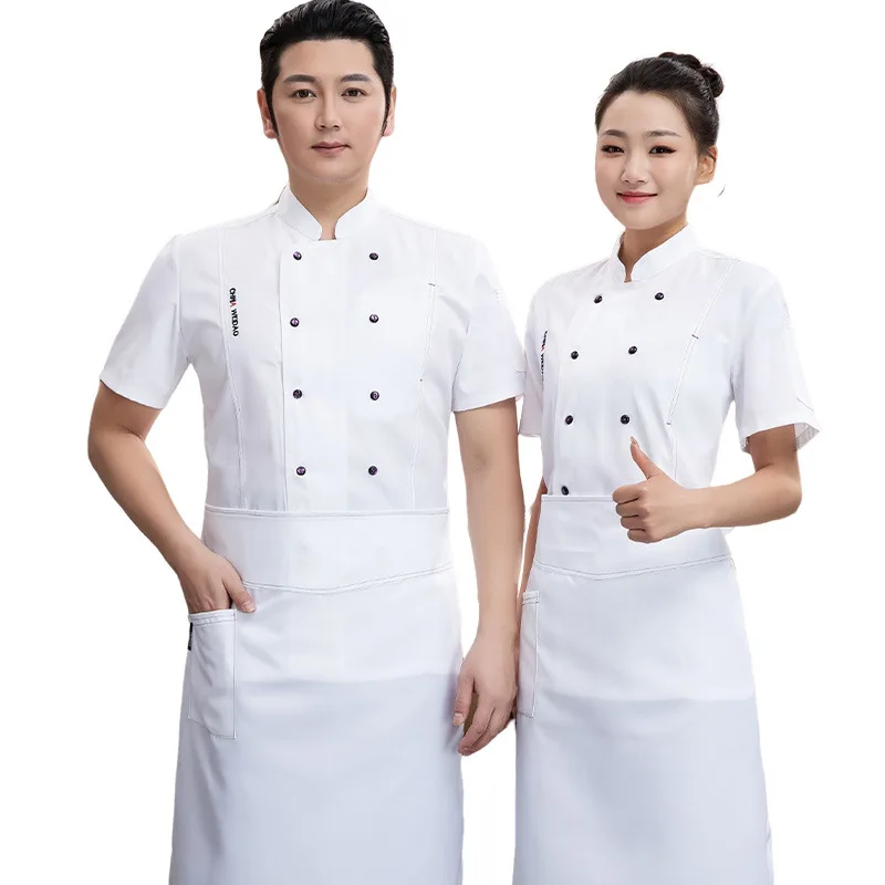 Macacão de chef de manga curta masculino verão fino restaurante cantina hotel chef roupas femininas manga longa respirável