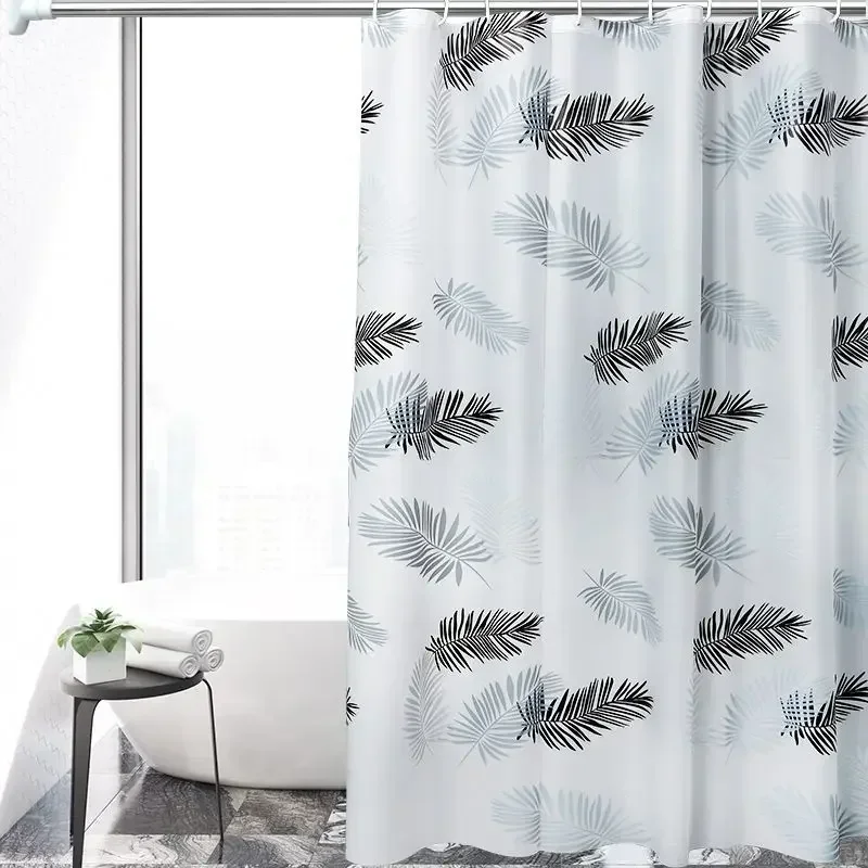 

Занавески для душа с листьями из ПВХ, современный стиль, занавеска для ванной комнаты с крючками, водонепроницаемая простая забавная занавеска для душа на каждый день