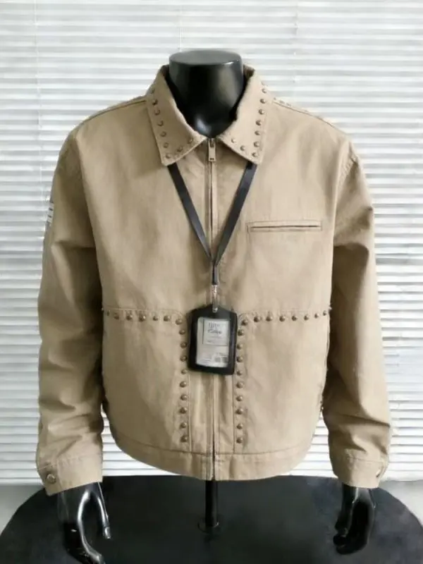 

Мужская винтажная рабочая куртка TANGZ Studio из выстиранного канваса в стиле Детройт с заклепками, короткое пальто, верхняя одежда для весеннего сезона