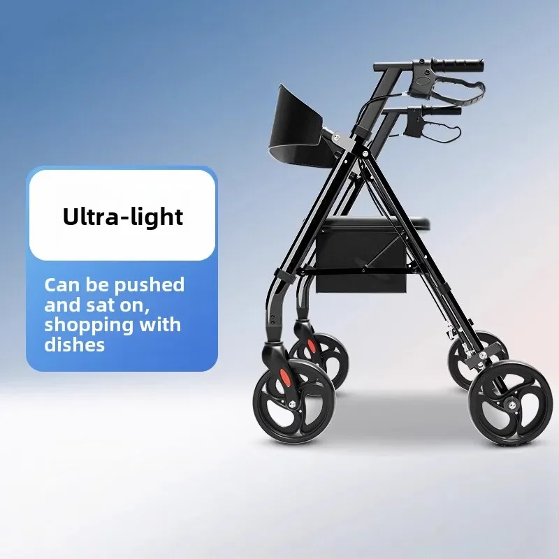Folding Rollator Walkers for Seniors & Aluminum 4 Wheel Adult Walker Mobility Walkers Walking Stick with Seat Transport Chairs