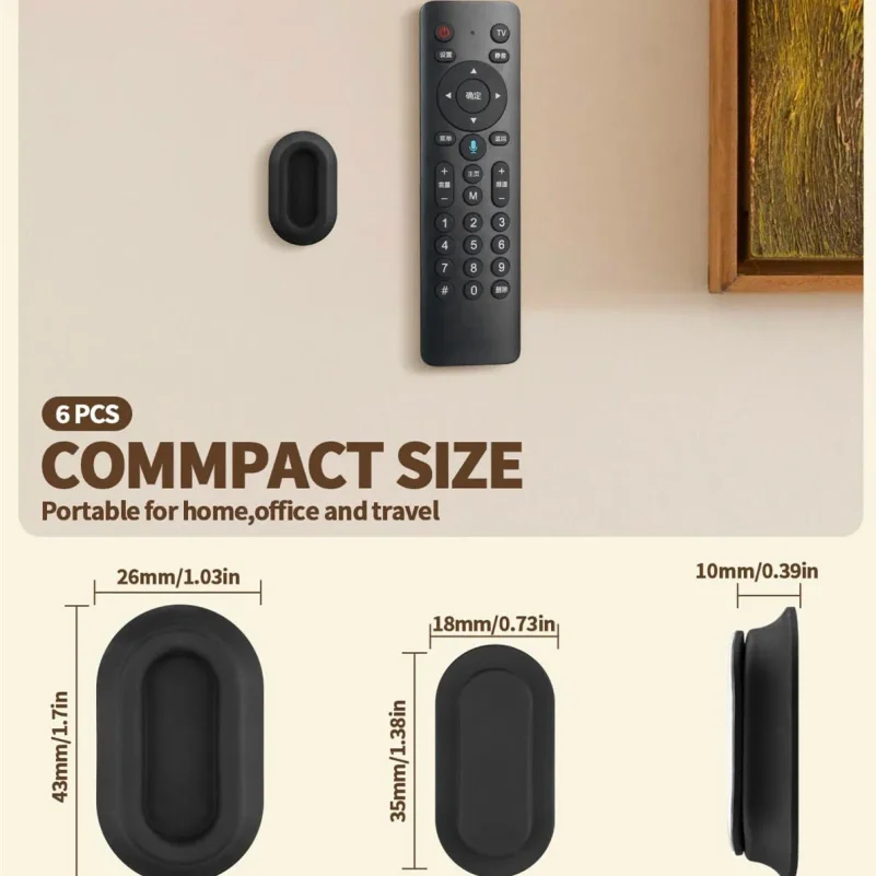 6 Pack Magnetic Remote Control Holder Wall Mount Soft Silicone Remote Control Caddy with Strong Adhesive Remote Holder