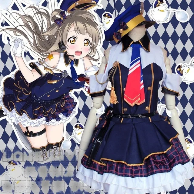 

Love live!Girls Lady Minami Kotori Policewoman Uniform Dress Anime Love Live Cosplay Awakening Costume With Hat