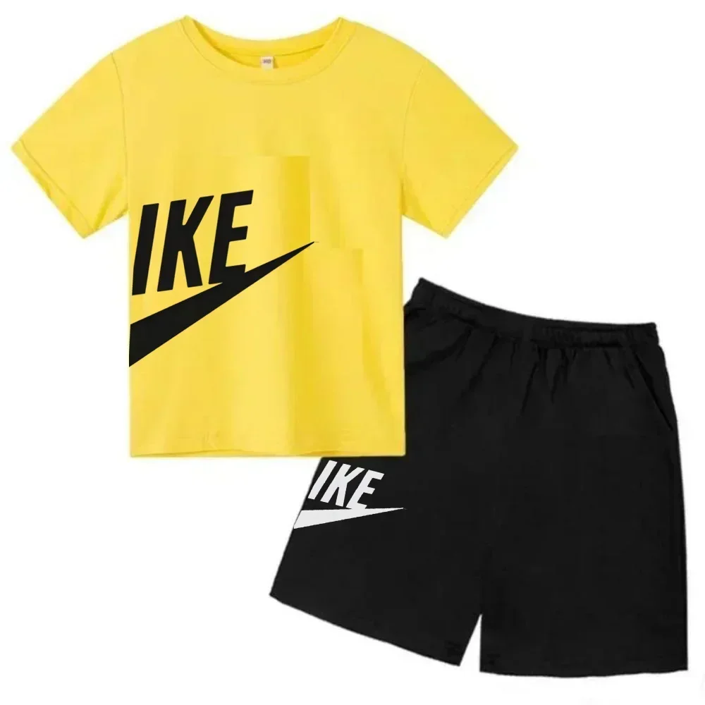 

Summer Short Sleeve Children T Shirt +shorts 2 Pcs Set Luxury Brand Print Sport Clothes Casual Fashion baby Boy Girl Kid Outfit