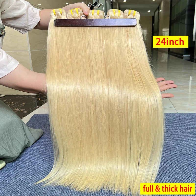16A Raw #613 Blonde Bone Straight 100% Human Hair Bundles Unprocessed Virgin Hair Colored Weave Double Weft Extensions 10-30inch