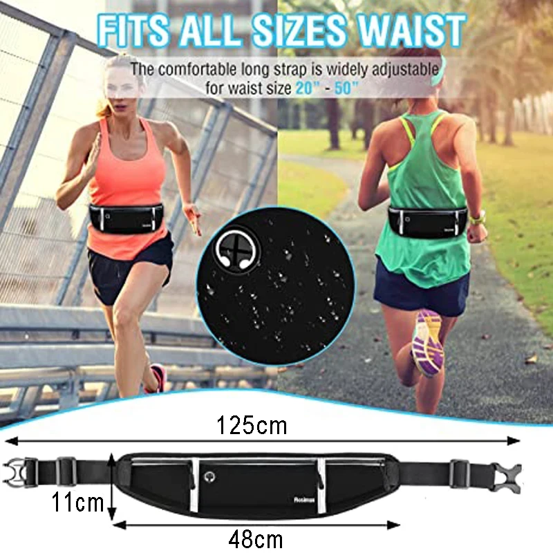 Men Women Running Waist Bag Sports Belt Pouch Mobile Phone Case Fitness Gym Sports Bags Banana Bag Fanny Waterproof Lightweight