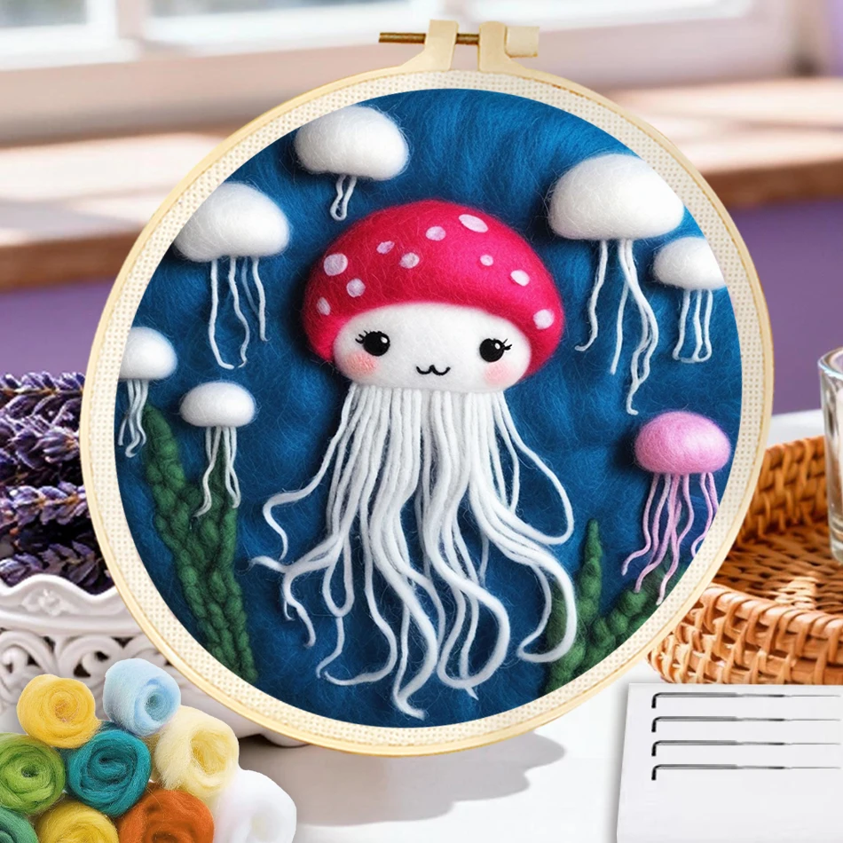 Art Craft Jellyfish - CHENISTORY jellyfish Diy Wool Painting Arts