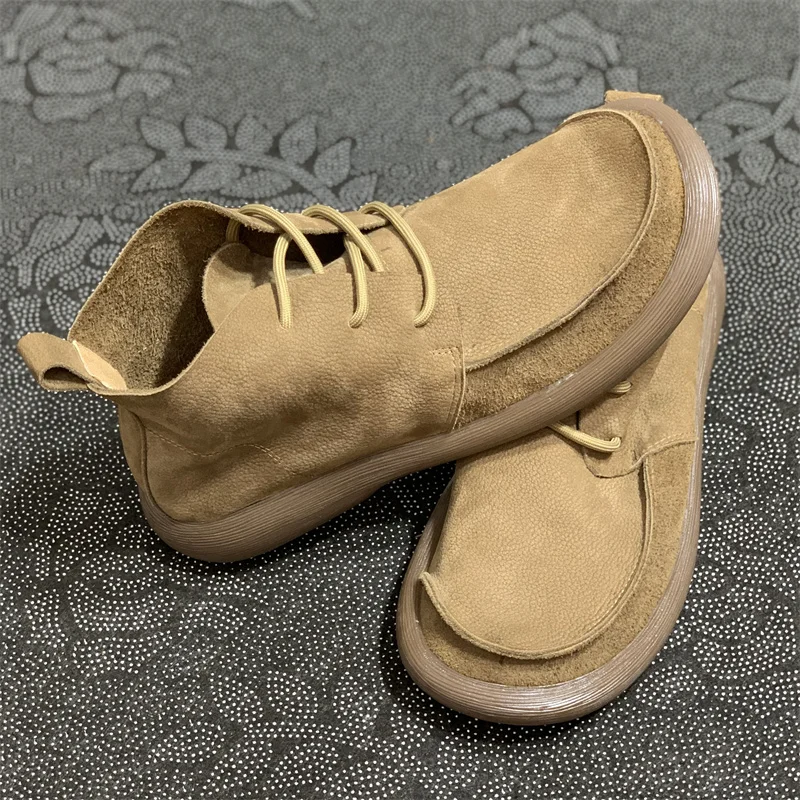 

Retro Sle High Top Boots Men's Wide Head Chelsea ort Boots Leather oes Breathable Comfortable Spring Autumn