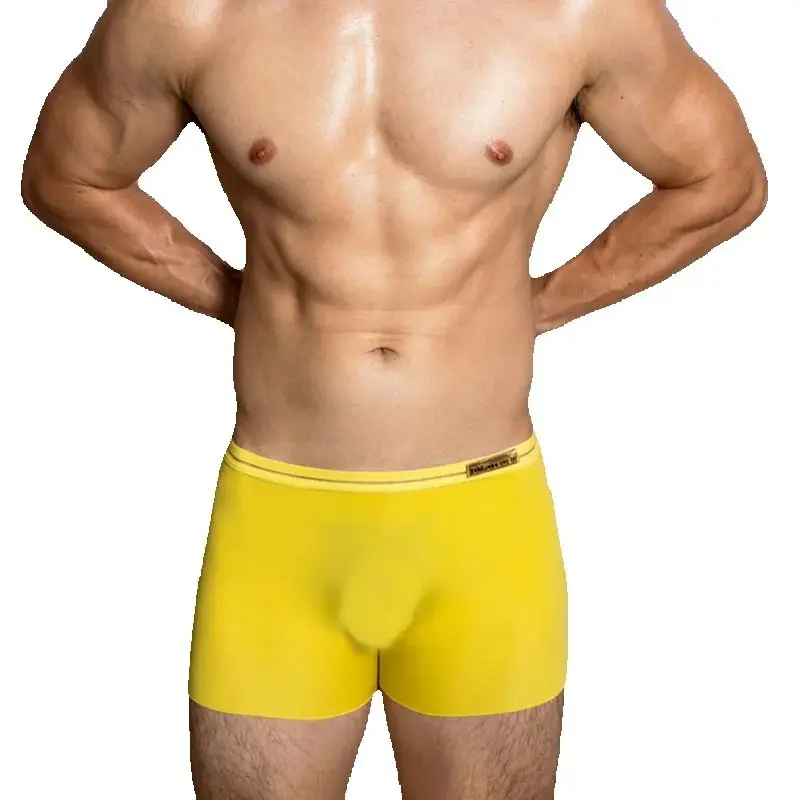 Mutandine da uomo boxer Sexy uomo intimo sottile in seta di ghiaccio mutande di un pezzo boxer a vita bassa Cool intimo da uomo Sissy Solid