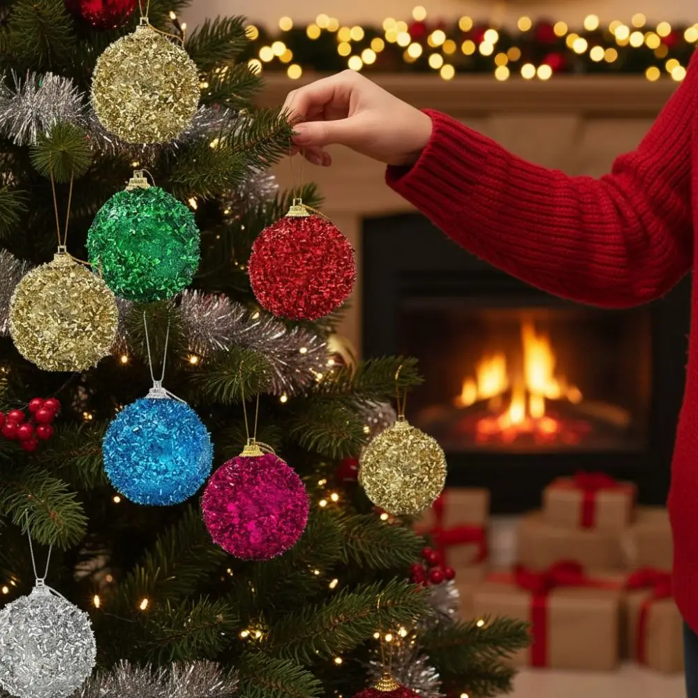 

6Pcs/Set Creative Christmas Decoration Pendant Shiny 6cm Xmas Tree Hanging Pendants Reusable Elegant Christmas Tree Decoration