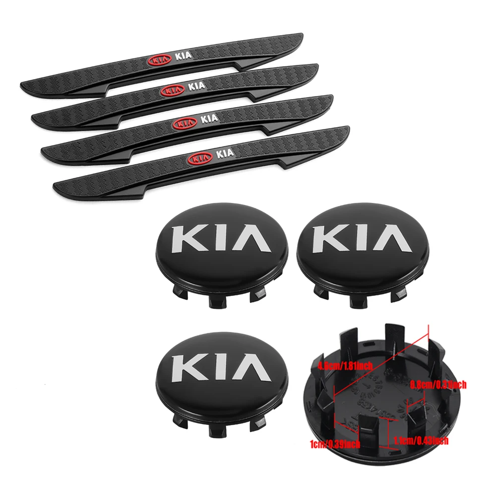 4Pcs Car Wheel Center Hub Cap With  Crash Anti Collision Protector Strip For KIA Sportage GT RIO Ceed Picanto Pegas Sorento Niro