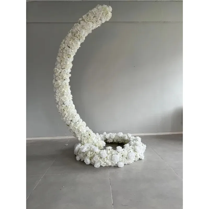 2.1m Curved Hanging Basket Flower Chandelier Wedding Background Display Decoration Finished Floral Arrangement