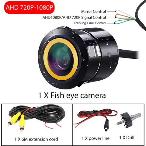 AHD 1080P Автомобильная камера переднего и заднего вида 170° ° Камера заднего вида для автомобиля с объективом «рыбий глаз», Full HD, ночное видение, CVBS
