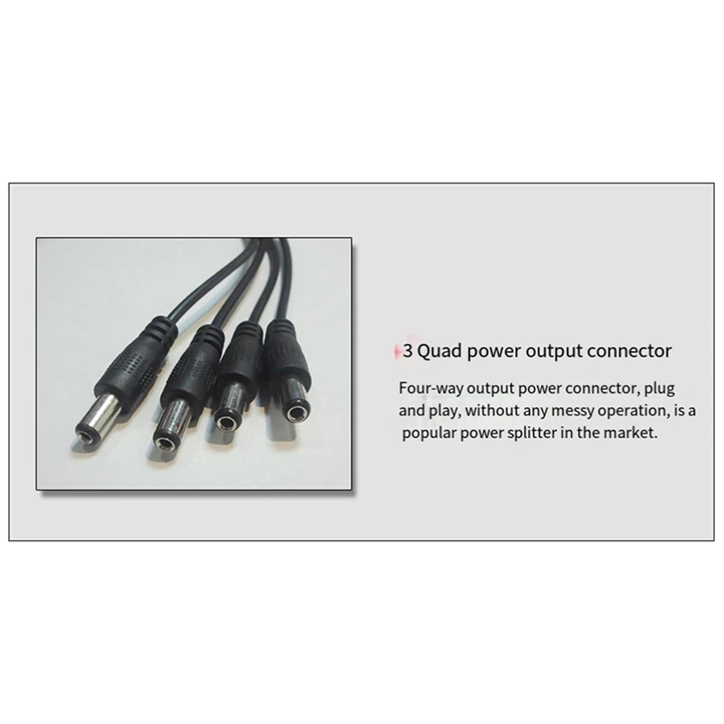 DC 1 In 4 Power Cable 1 In 4 Out Branch Cable 12V To Centralized Power Supply Monitoring Camera Replacement Parts