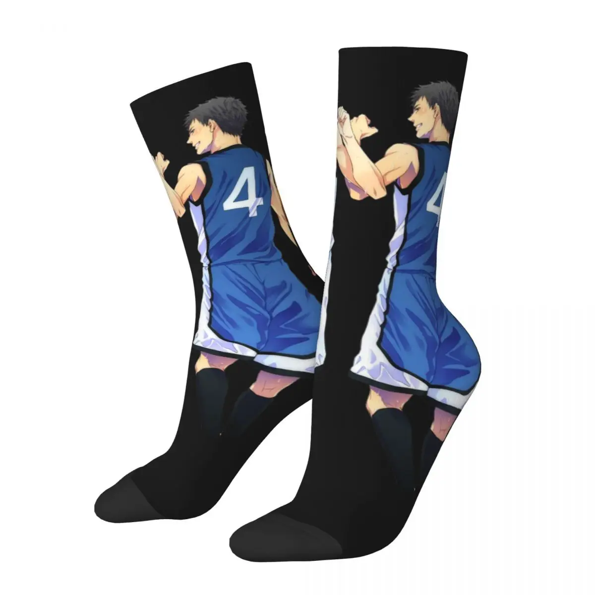 Funny Happy Men's Compression Socks Partner Vintage Harajuku Kuroko No Basket Sports Anime Series Hip Hop Pattern Crew Sock