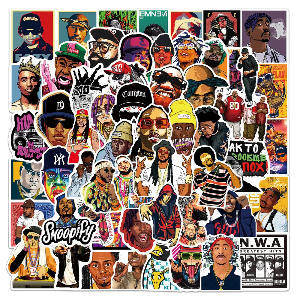 50/100Pcs East West Coast Rap Graffiti Stickers Cool Pop Usa Up Life Funny Art Stickers Laptop Diy Kids Toys Pvc Decal Sticker