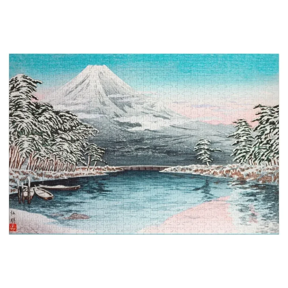 

Japanese Woodbock Art Mt. Fuji from Tagonoura, Snow Scene (1932) by Hiroaki Takahashi Jigsaw Puzzle Photo Puzzle