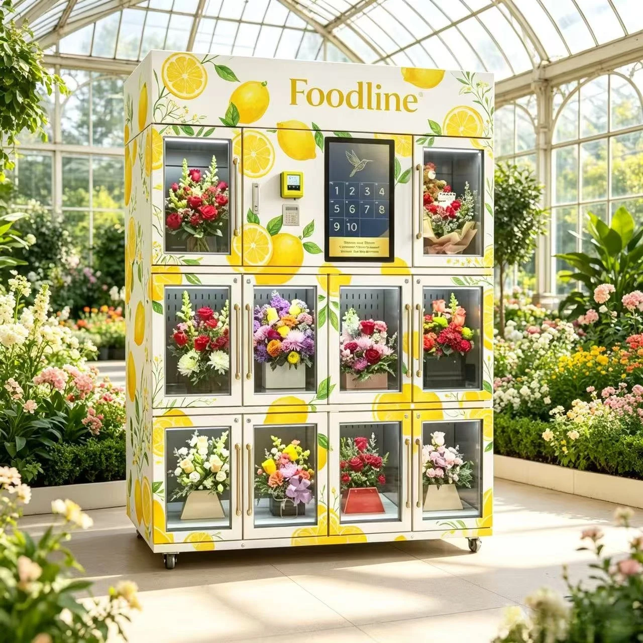 FL Customized Refrigerated Flower Vending Machine Temperature Control Locker for Subway Shopping Center