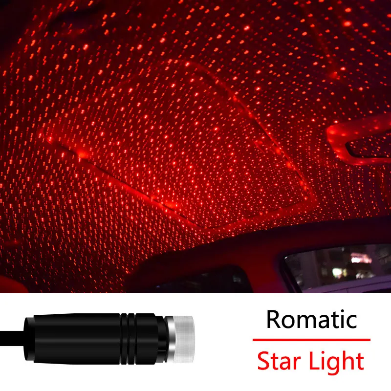 Regulowane oświetlenie wnętrza samochodu Romantyczna dioda LED na dach samochodu Gwiazda Lampka nocna Projektor Atmosfera Lampa Galaxy Lampa dekoracyjna USB