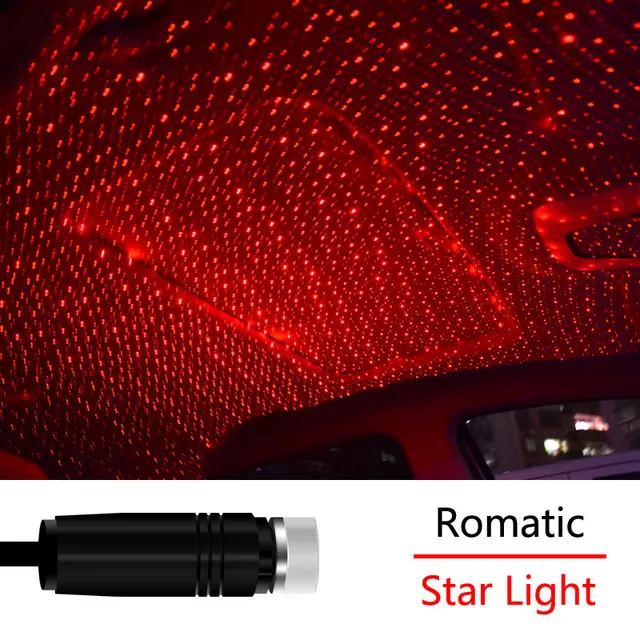 Regulowane oświetlenie wnętrza samochodu Romantyczna dioda LED na dach samochodu Gwiazda Lampka nocna Projektor Atmosfera Lampa Galaxy Lampa dekoracyjna USB