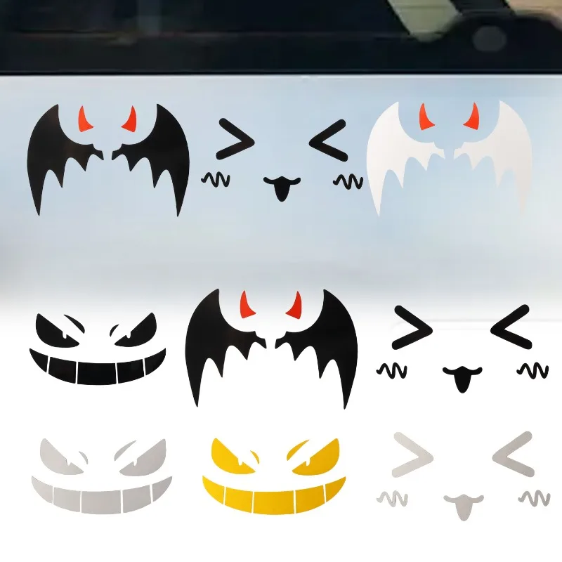 

Cute Devil Smiling Face Car Stickers Electric Car Front Gear Sticker Little Devil Creative Smiling Face Parody Emoticon Decal