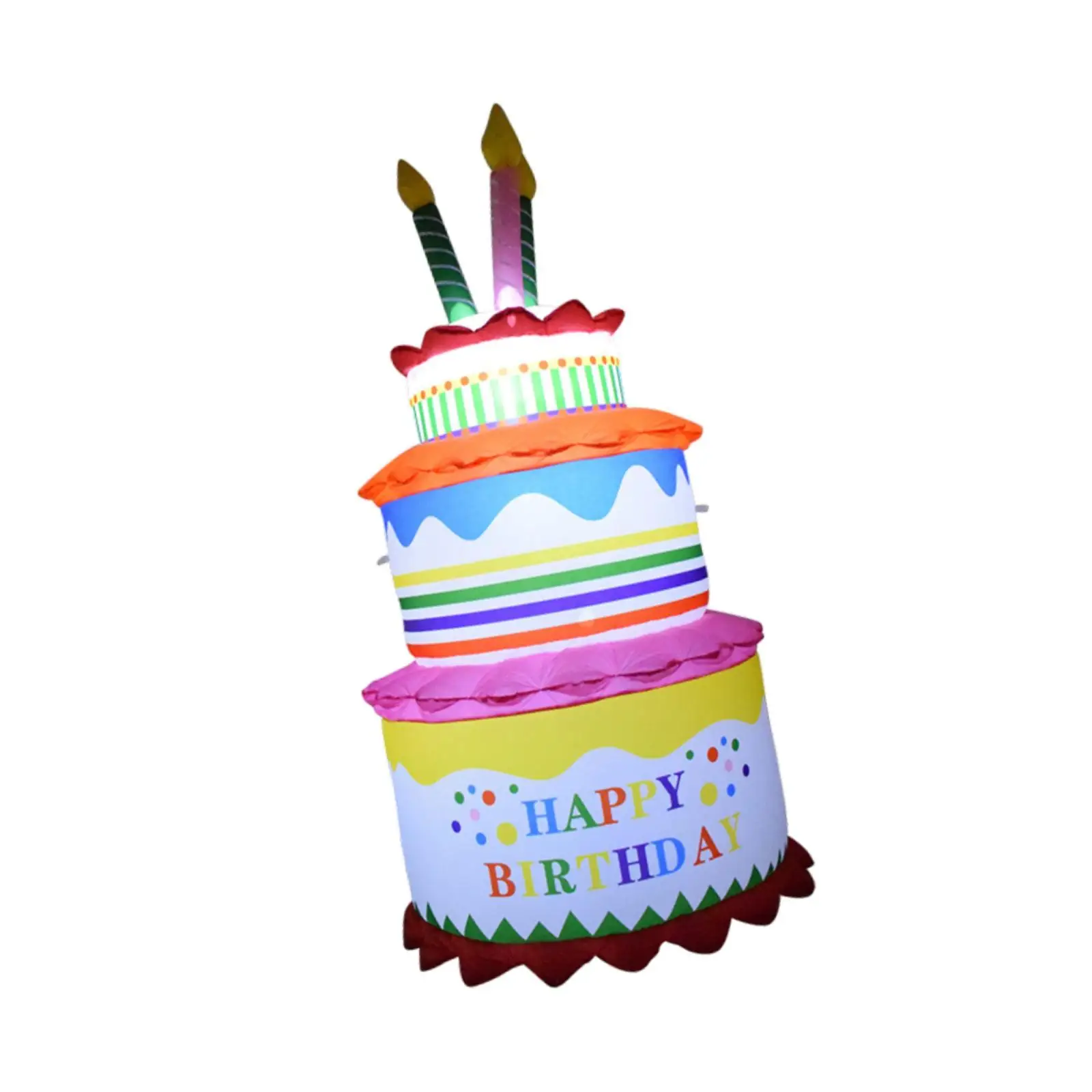 6ft Inflatable Happy Birthday Cake Party Photo Props Outdoor Inflatable Decoration for Celebration Holiday Home Garden Birthday