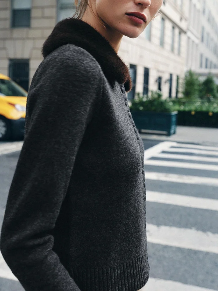 Nova chegada outono feminino longo sve malha gola de pele do falso jaet ort sle europeu faion senhoras casaco za2025