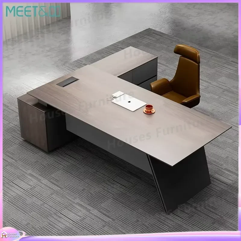 Luxury Modern Wooden Boss Desk Executive Office Table Manager Workstation Large Computer Desk Home Office Furniture Solid