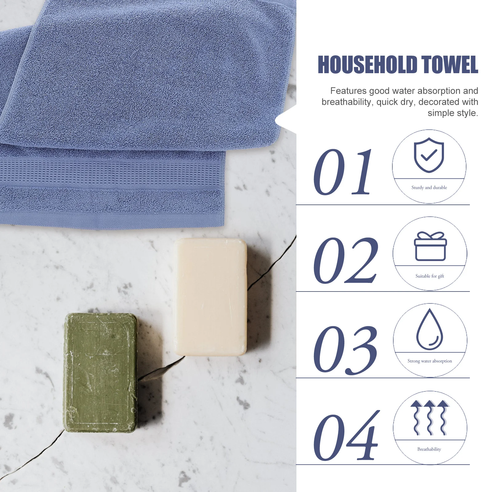 

Household Thickened Absorbent Cotton Washcloth Soft Comfortable Quick Dry Skin Friendly Bathroom Towel Large Face Facial