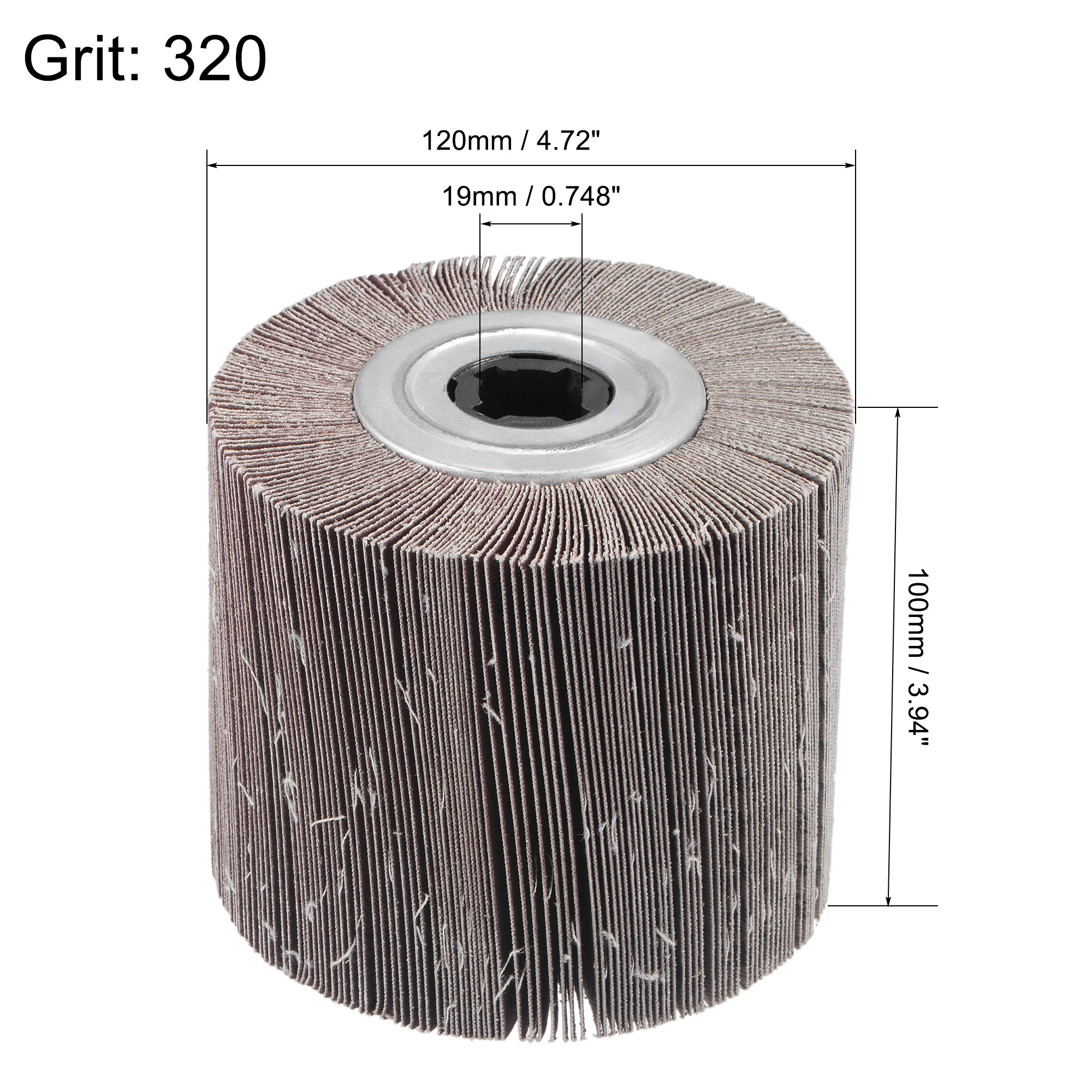 120x100x19mm 60-240 Grit Flap Wheel Abrasive Cloth Wire Drawing Polishing Burnishing Drum Sanding Wheel for Stainless Steel