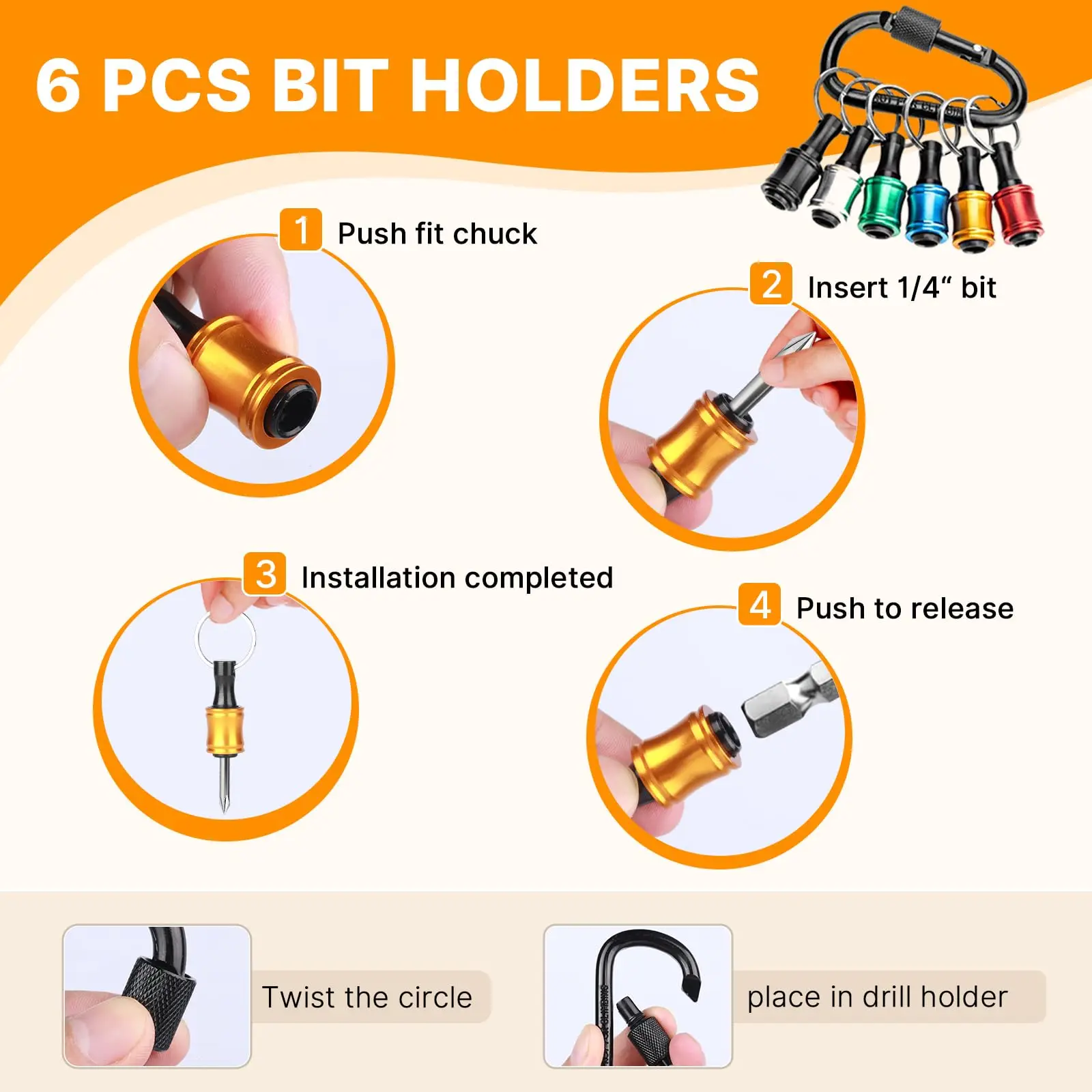 1/4 Hex Shank Drill Bit Holder Keychain Extension Bar Quick Release Bit Holders Impact Driver Drill Bit Screwdriver Bit Holder view 5