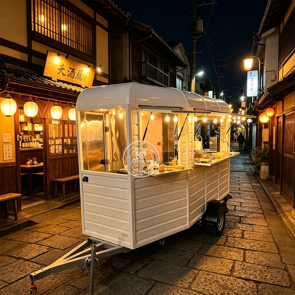 

Custom Mobile Concession Trailer Ice Cream Shop Van Street Catering Kiosk Dessert Food Truck With Complete Kitchen Setup