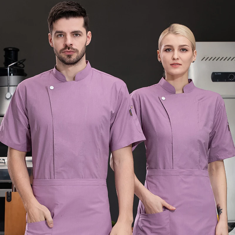 

Catering Shirts Short Sleeve Chef Coat For Men Women Restaurant Hotel Cook Jacket Waiter Chef Uniform Bakery Cook Clothes Top