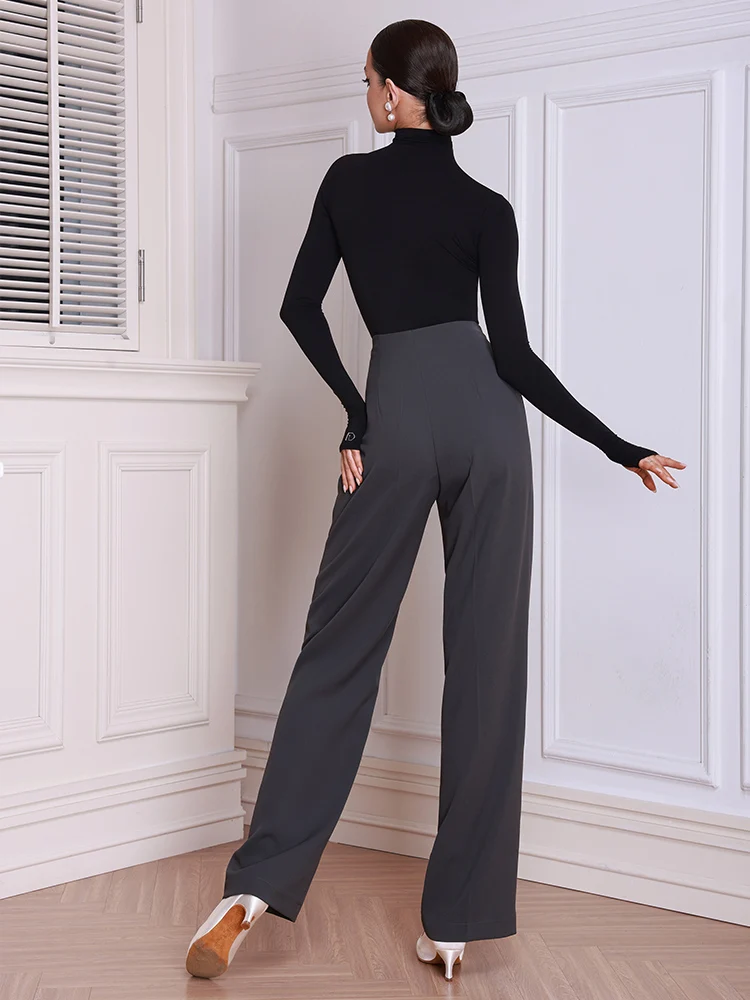 معيار جديد سراويل الرقص النساء الشتاء الأسود التدريب القمم قاعة الرقص ممارسة الملابس عالية الخصر الرقص السراويل رمادي 3095 #4