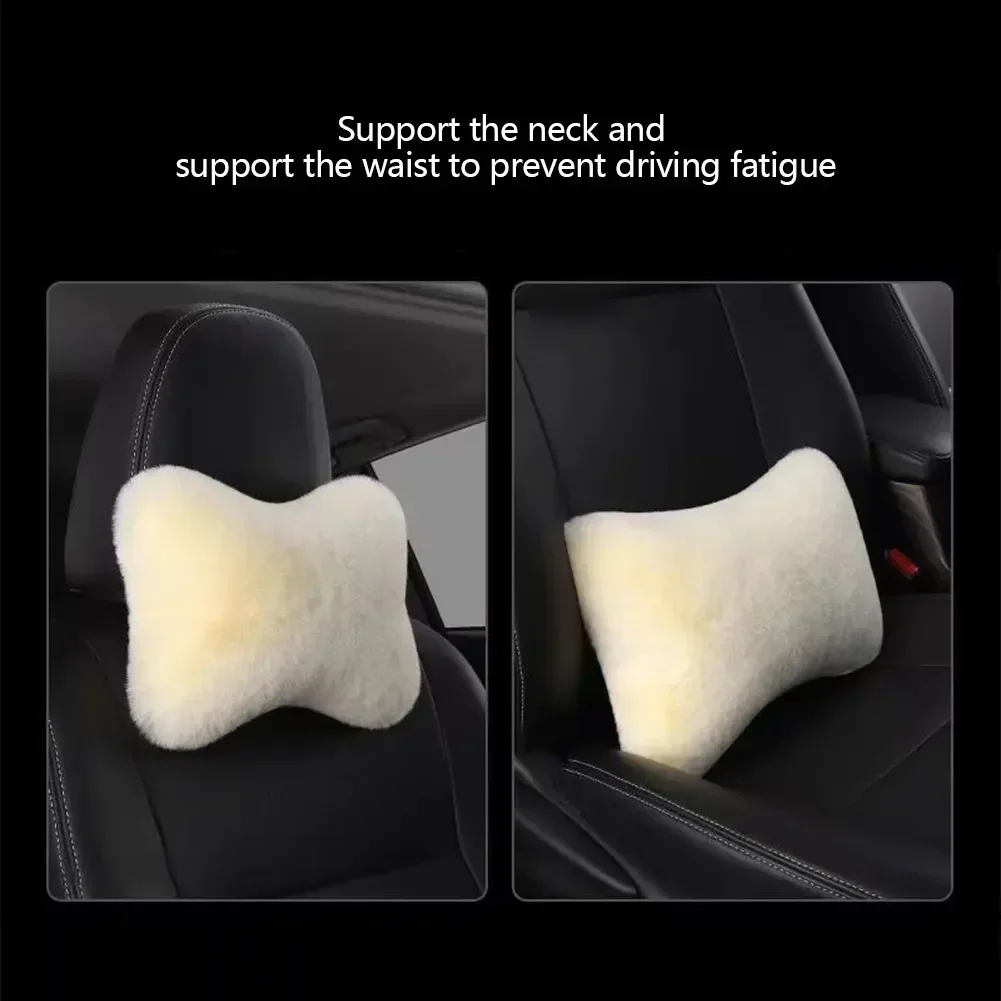 Winter Car Seat Neck Rest Pillow Plush Car Headrest Plush Cushion Warmth and Comfort Universal Lumbar Pillow Support Accessories