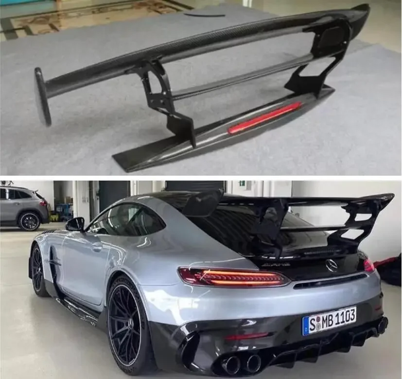 

For Mercedes Benz AMG GT GTS GTR Coupe 2015-2023 Real Carbon Fiber Wing Lip Tail Trunk Spoilers Body Kit (with led)