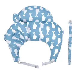 C-Shaped Toddler Cushion Pillow Cotton Pregnant Women Feeding Pillow With Adjustable Strap Blue Whale Pattern Kids Waist Support