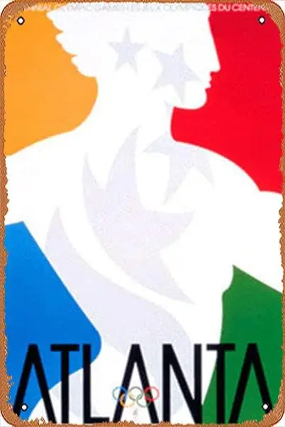 Muecddoa Vintage Metal Signs,Funny Atlanta 1996 Summer Games Official Poster (Original) Poster Sign Wall Art Decor Plaqu