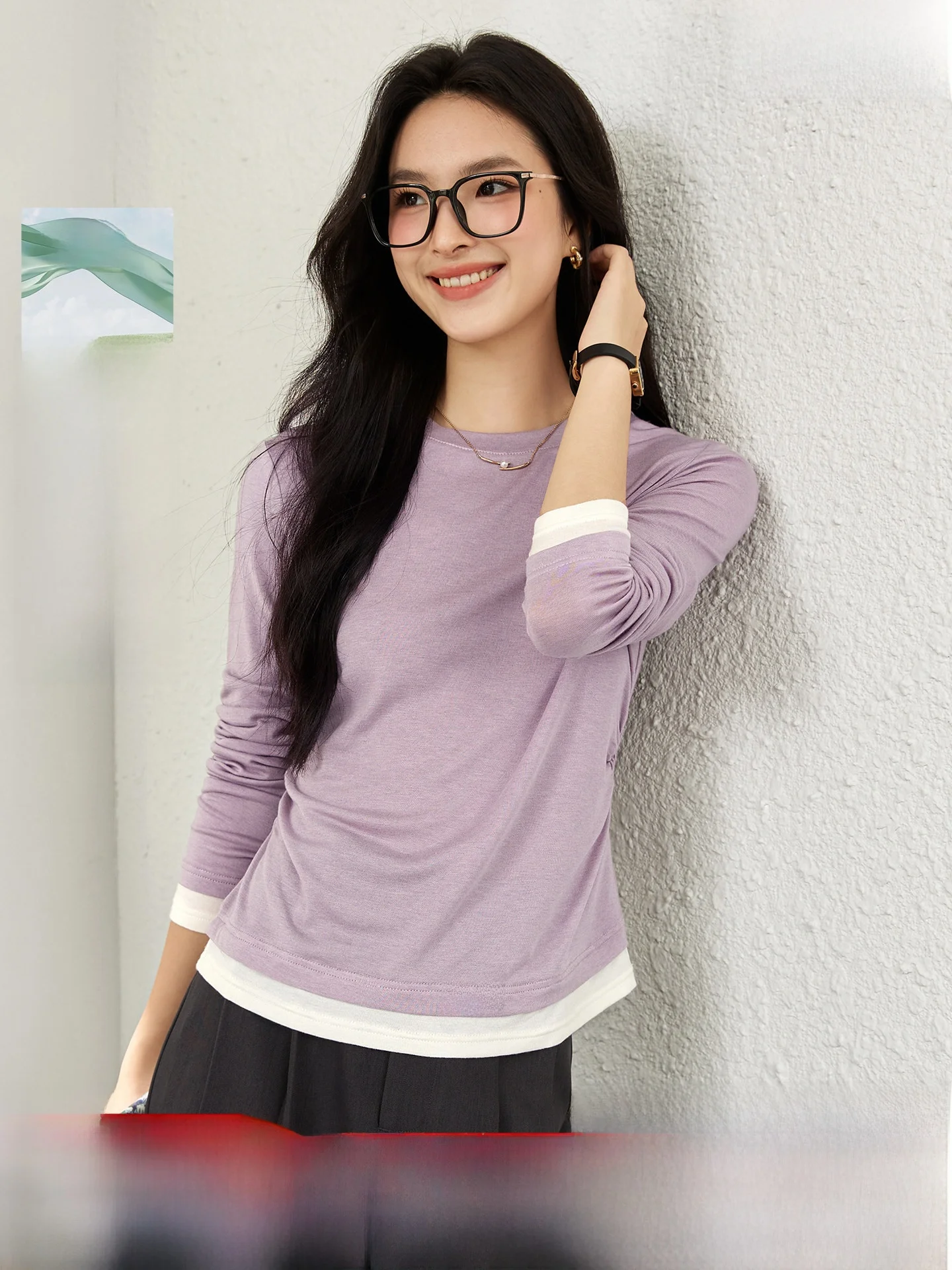 

Women's Long Sve round Ne T-irt Base Layer irt Inner Wear oulder Appropriate Autumn New Sle Casual Breathable