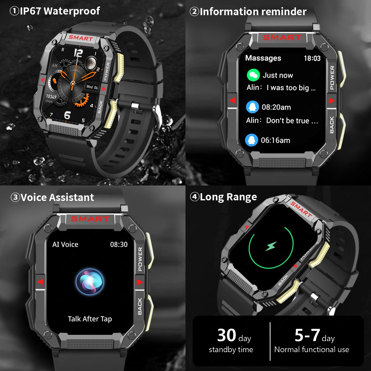 LIGE 2024 Men Smart Watch 1.83'' HD Screen Sport  Wrist Watches Bluetooth Call Fitness Smartwatch Health/Heart Rate Monitoring