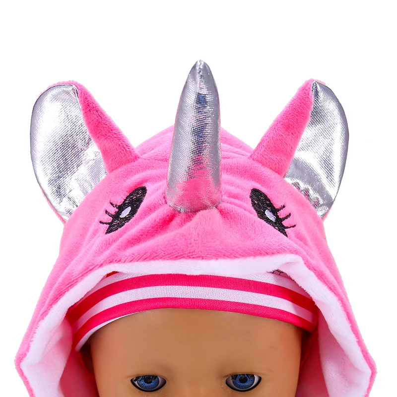 Unicorn Doll Clothes Suit+Hat+Shoes 5PCS Dolls Outfit for 17 Inch 43cm Baby Doll Cute Jumpers Rompers Doll Costume