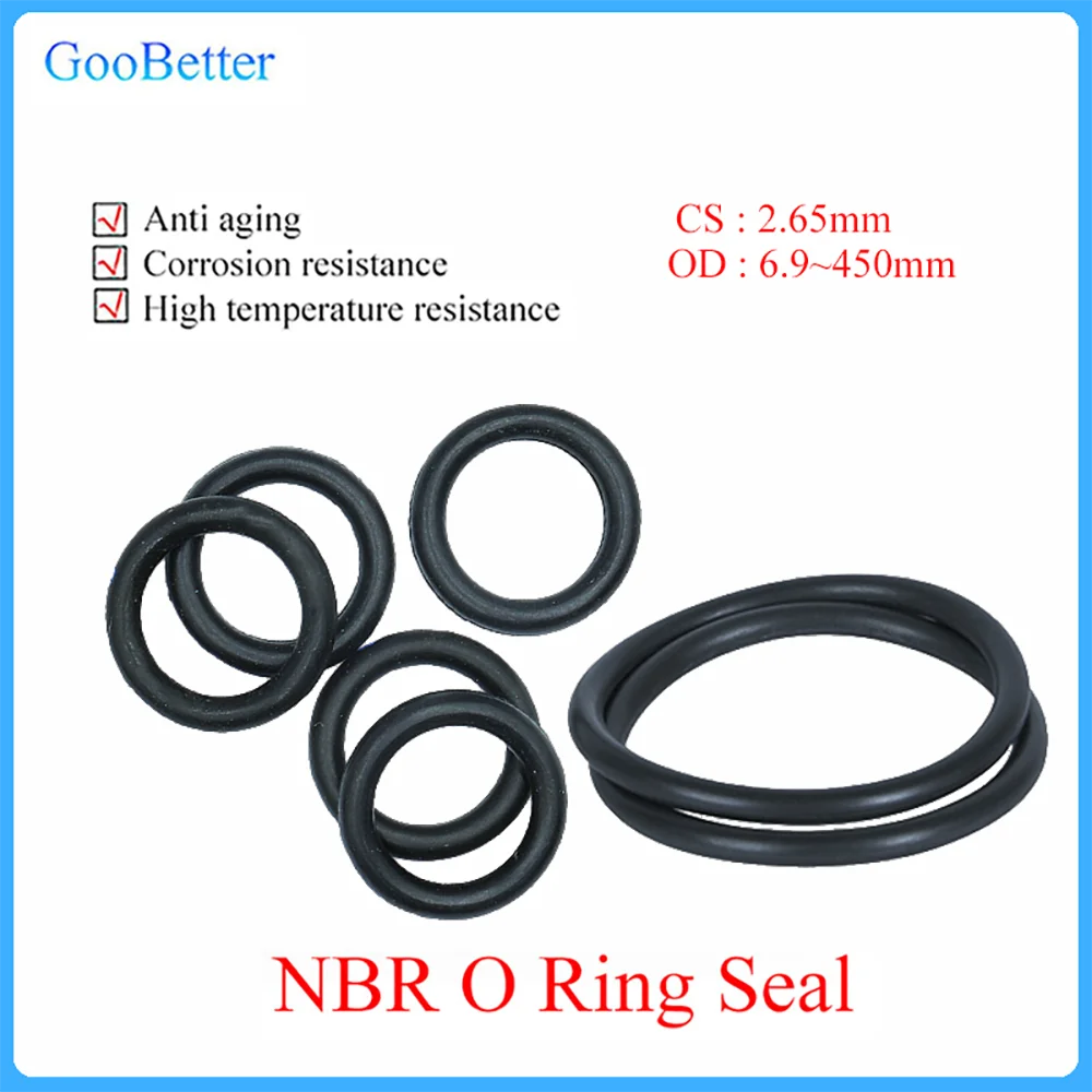 

20Pcs/lot Black NBR O Ring Gasket CS 2.65mm OD 6.9~450mm Automobile Nitrile Rubber Round Corrosion Oil Resistant Sealing Washer