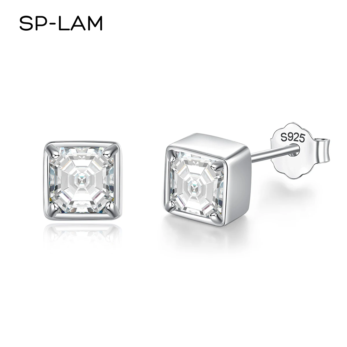 

Asscher Cut Moissanite Earrings Brilliant Created Diamond 925 Sterling Silver Wedding Engagement Earings Luxury Fine Jewelry