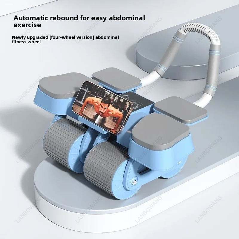 Smart 4 Wheels Auto Rebound Ab Roller With Double Elbow Support For Men Women Abdominal Workout Home Fitness Gear