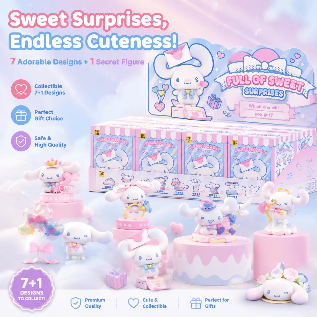 Toptoy New Hot Cinnamoroll Full Of Love Blind Box Cute Anime Figure Desk Ornament Collectible Decor Gift For Girls Cartoon Lover