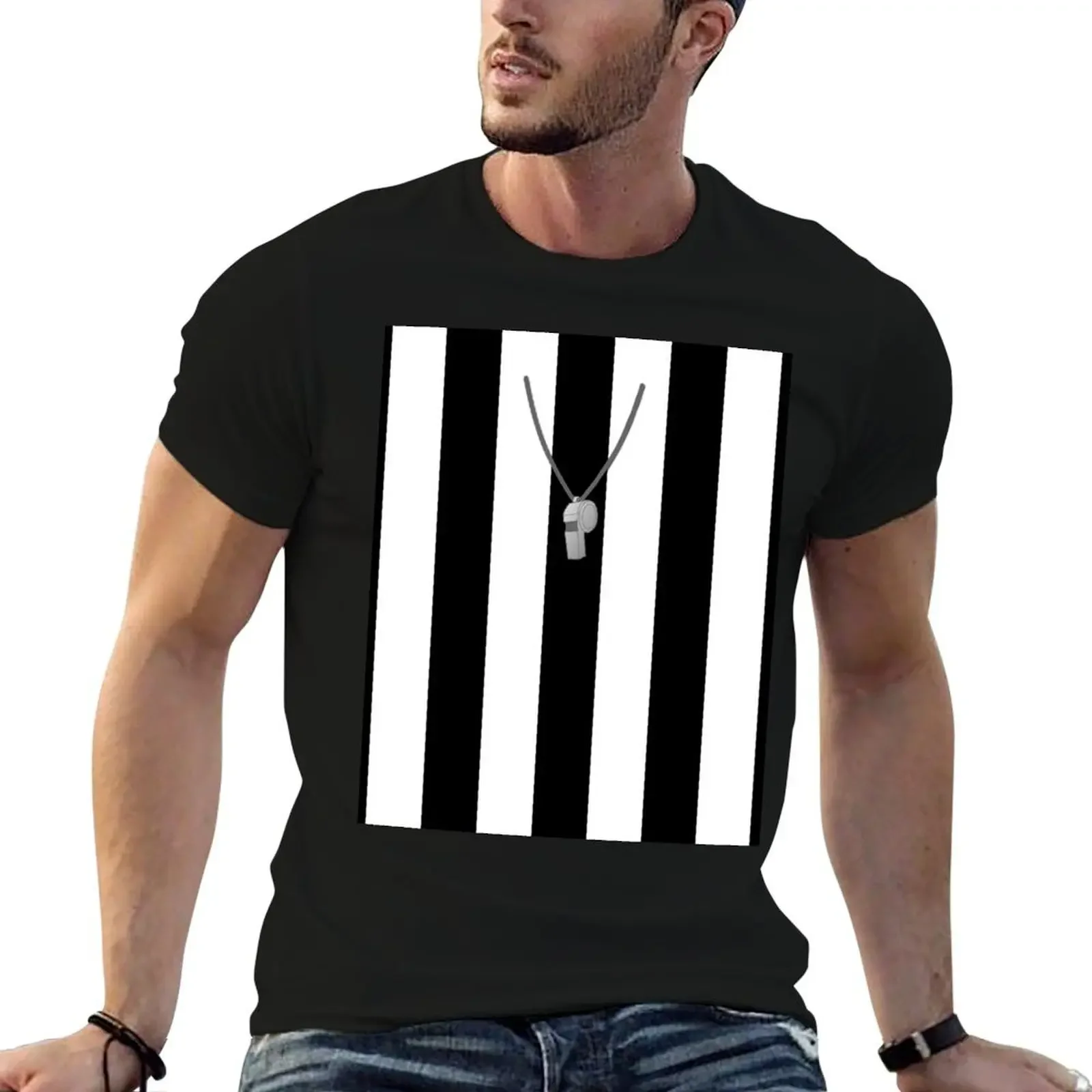 Hockey Football Referee Jersey With Whistle T-Shirt Blouse heavyweights oversized t shirt oversized t shirts for men