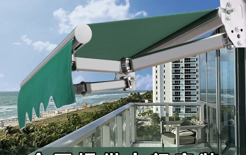 Awning folding telescopic hand-operated electric retractable awning balcony outdoor umbrella courtyard facade awning